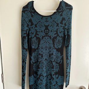 FELICITY & COCO Bodycon Knit Dress - Black & Teal